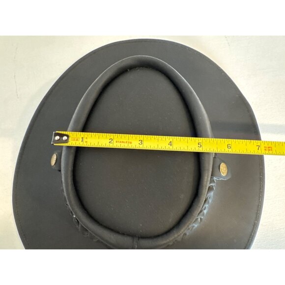 Original Australian Style Mens Hat Black Leather Sz M Aussie Outback Bush Casual - Picture 9 of 12